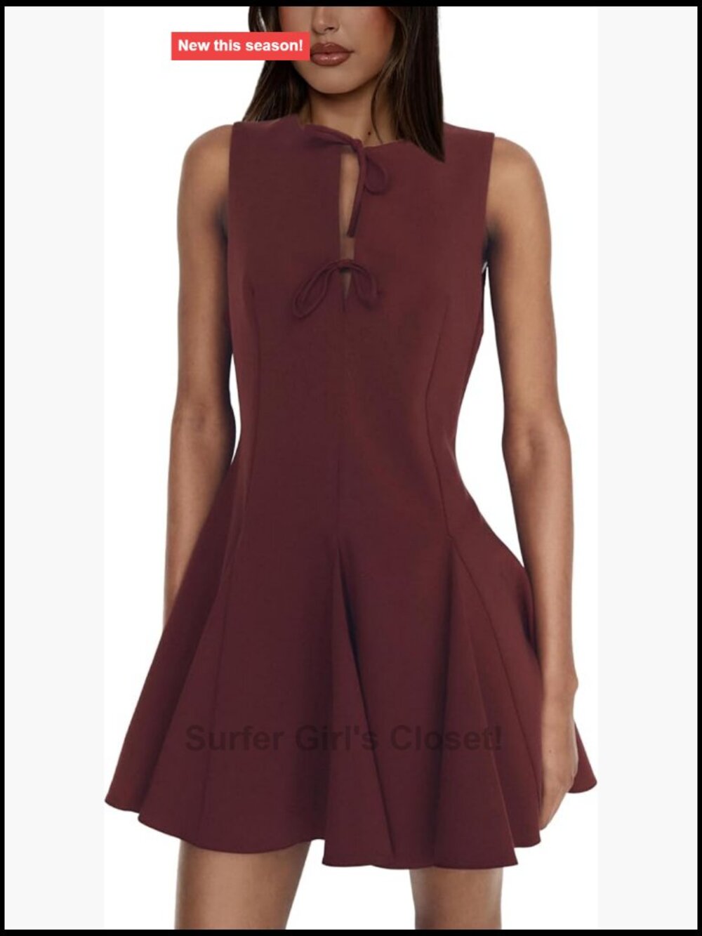 Sleeveless A-Line Mini Dress Tie Front Bow Party Club Summer